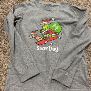 Gray Kids Long Sleeve Shirt with Snow Day Design